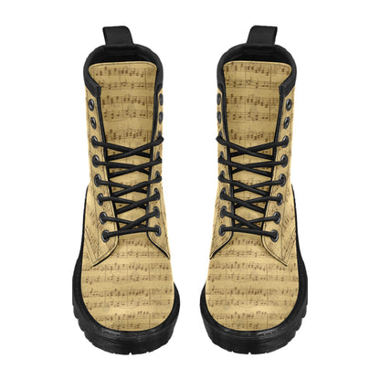 Music Note Vintage Themed Print Women's Boots