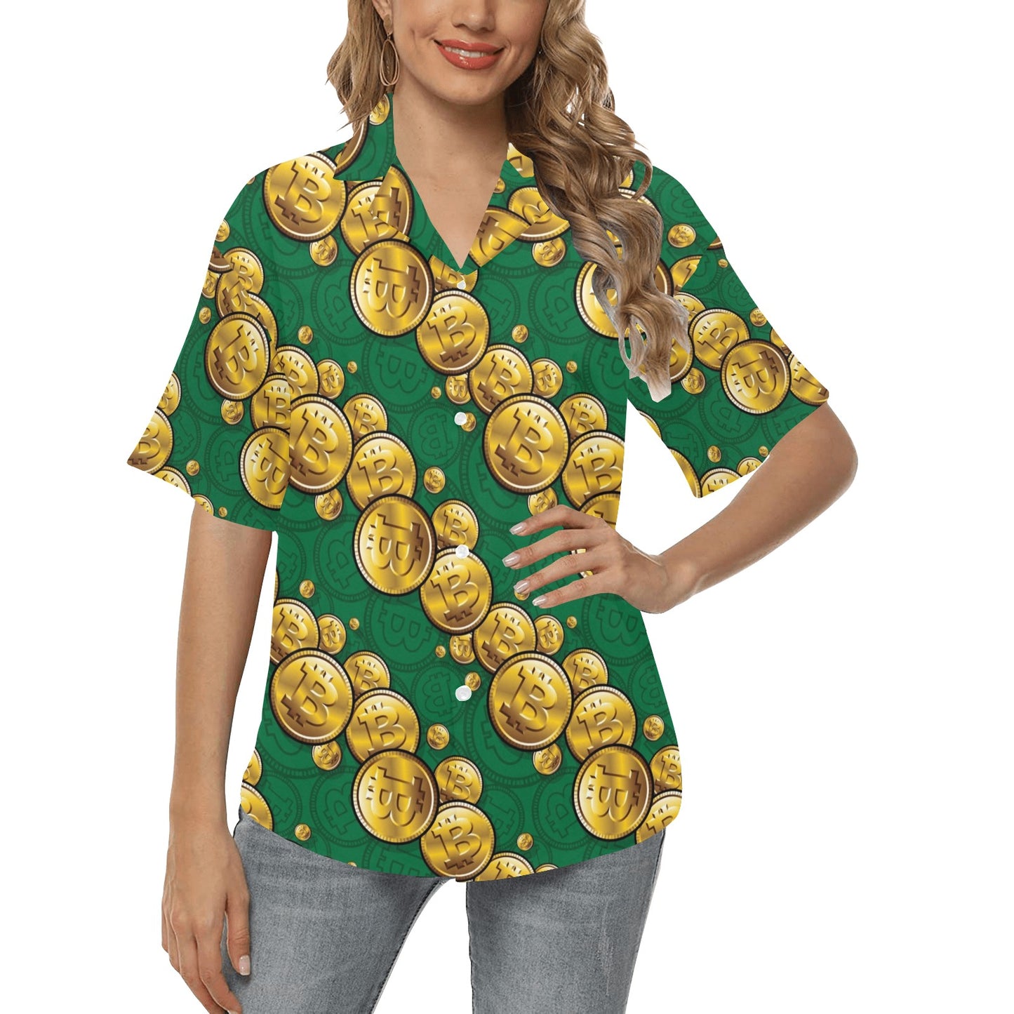 Bitcoin Pattern Print Design DO02 Women's Hawaiian Shirt