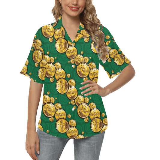 Bitcoin Pattern Print Design DO02 Women's Hawaiian Shirt