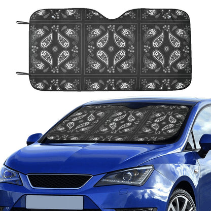 Bandana Paisley Black Print Design LKS308 Car front Windshield Sun Shade