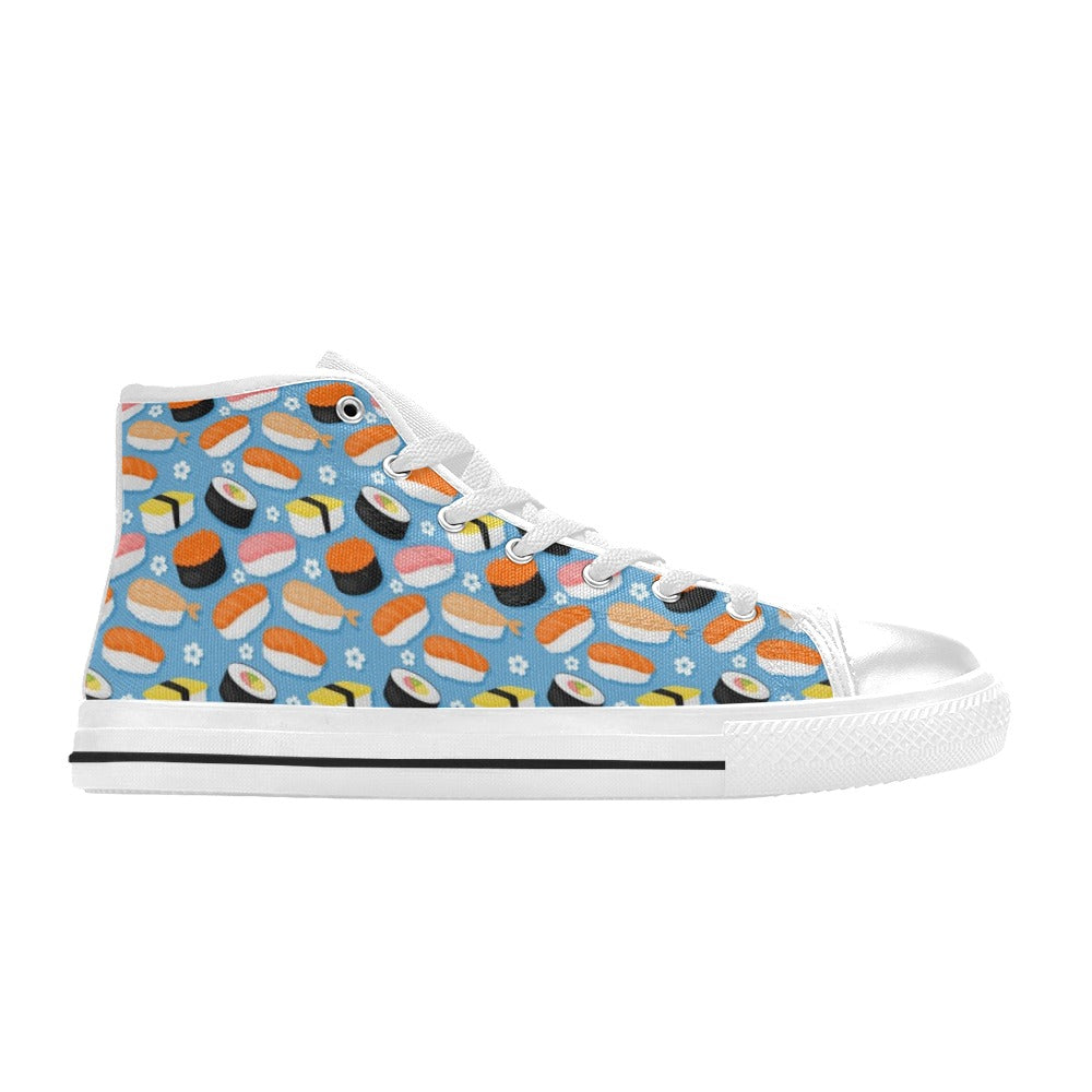 Sushi Print Design LKS304 High Top Women's White Shoes