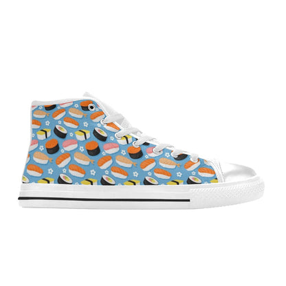 Sushi Print Design LKS304 High Top Women's White Shoes