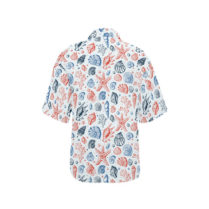 Seashell Print Design LKS307 Women's Hawaiian Shirt