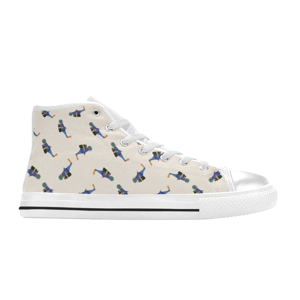 Scuba Driver Print Design LKS301 High Top Women's White Shoes