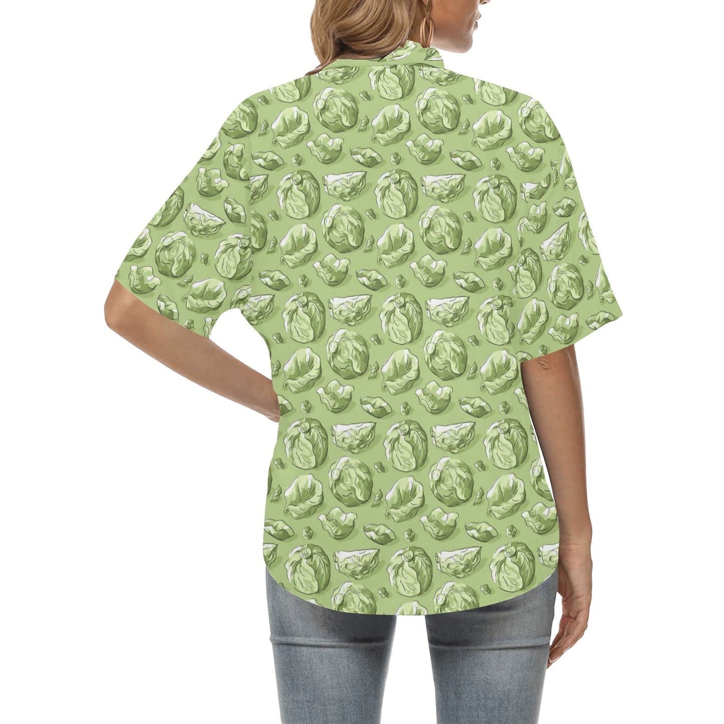 Brussels Sprouts Pattern Print Design 01 Women's Hawaiian Shirt