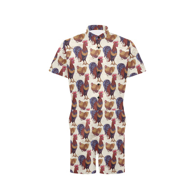 Rooster Pattern Print Design A03 Men's Romper