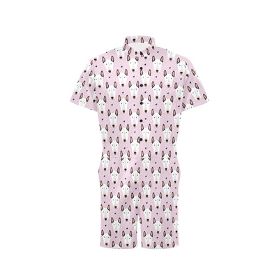 Bull Terrier Pink Print Pattern Men's Romper