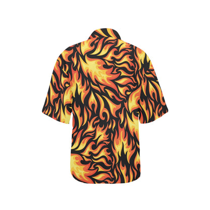 Flame Fire Design Pattern Women's Hawaiian Shirt