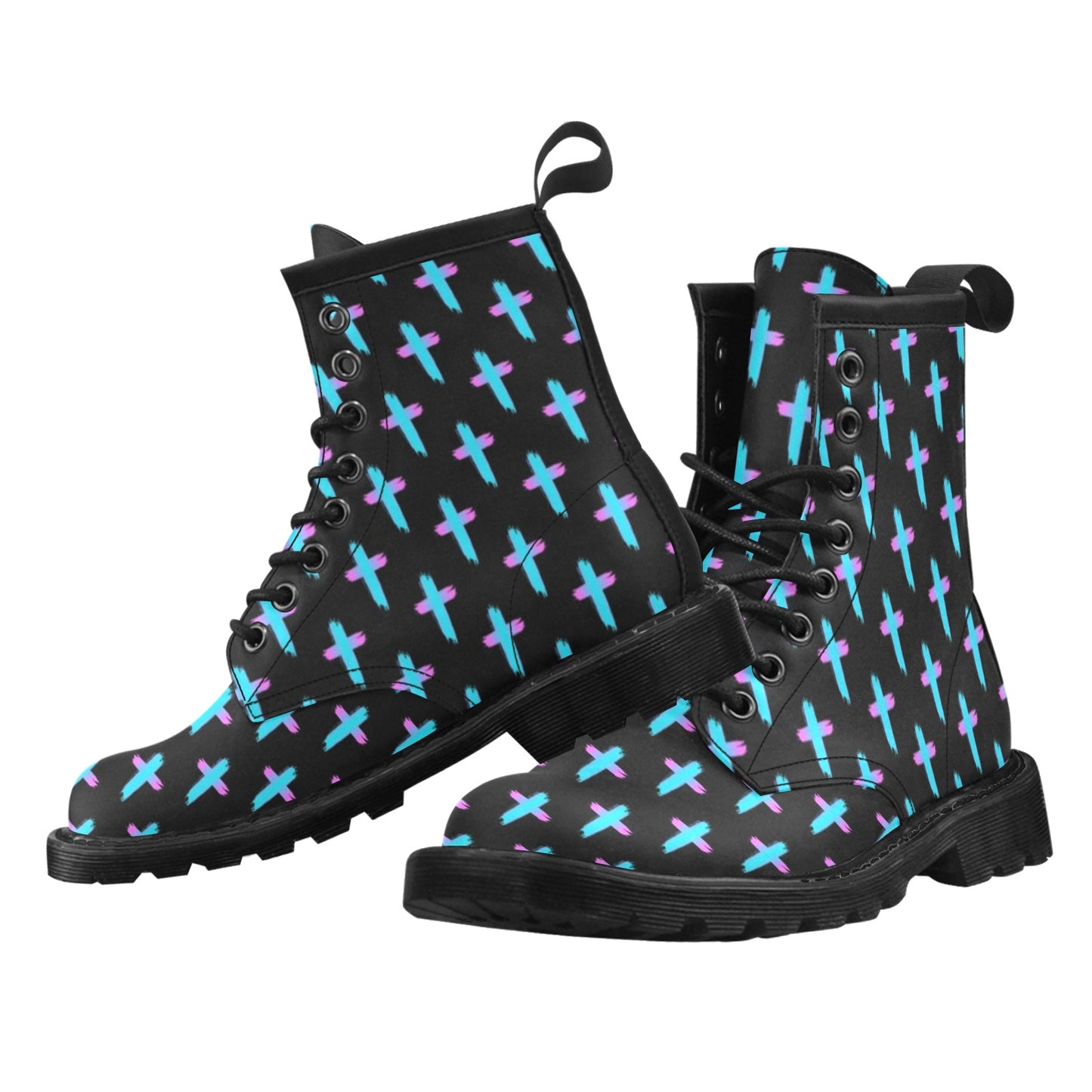 Christian Cross neon Pattern Women's Boots