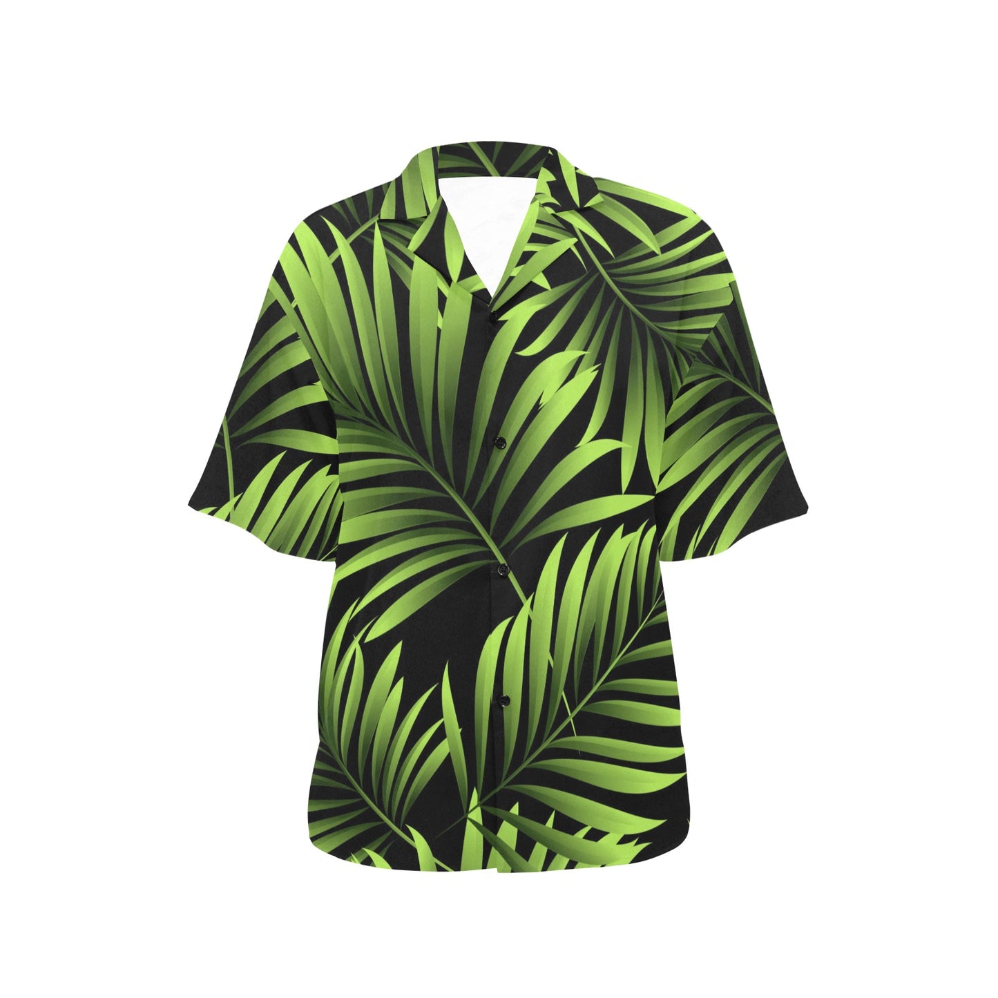 Green Neon Tropical Palm Leaves Women's Hawaiian Shirt