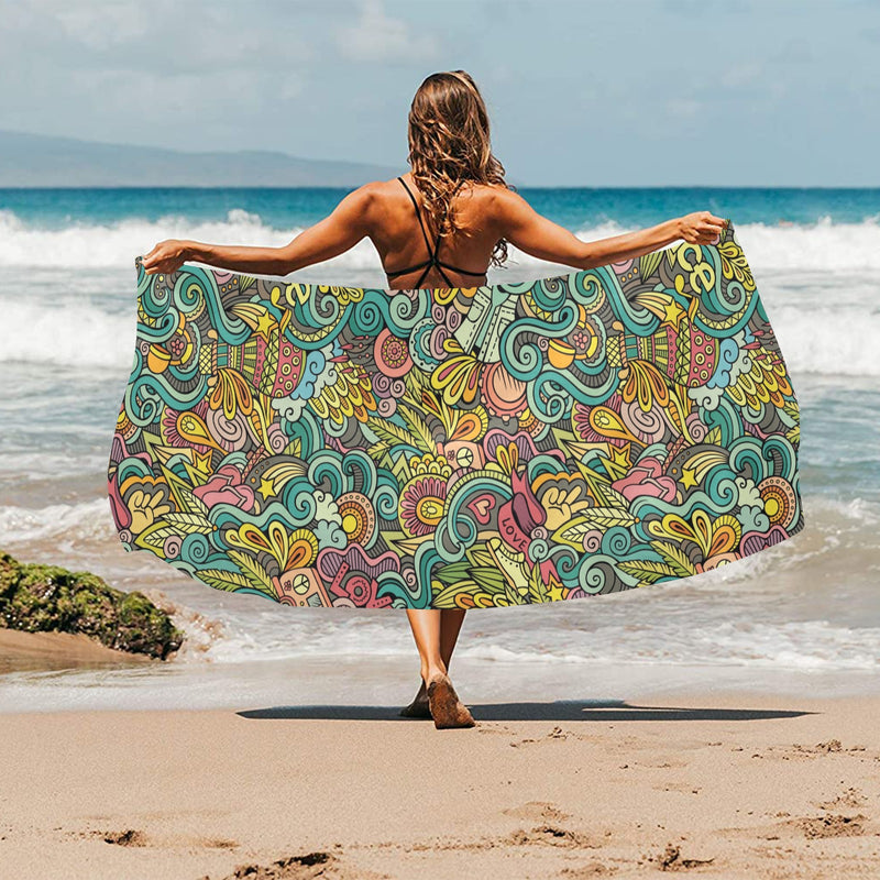 Hippie Print Design LKS302 Beach Towel 32" x 71"