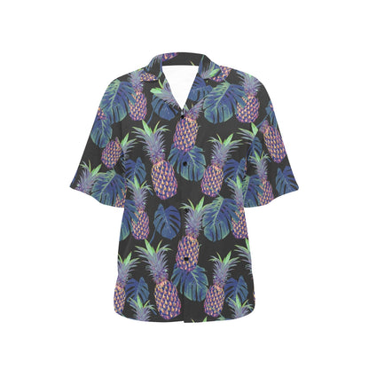 Pineapple Pattern Print Design PP04 Women's Hawaiian Shirt