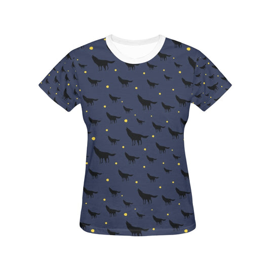 Wolf Print Design LKS301 Women's  T-shirt