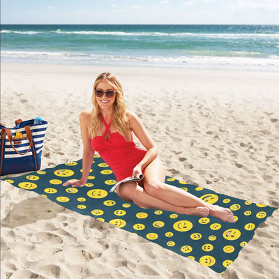 Smiley Face Emoji Print Design LKS301 Beach Towel 32" x 71"