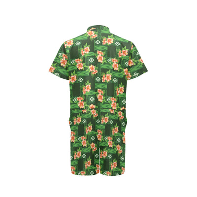 Hibiscus Pattern Print Design HB05 Men's Romper