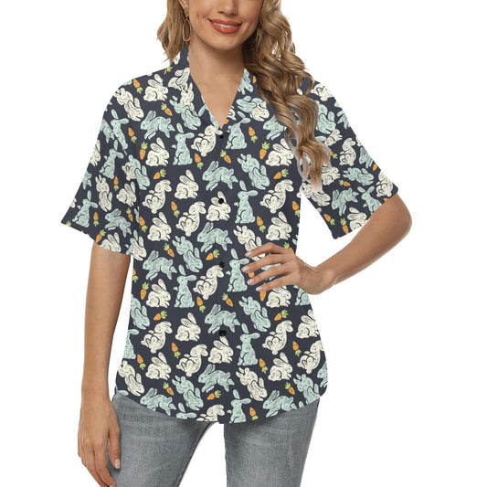 Bunny Pattern Print Design 04 Women's Hawaiian Shirt