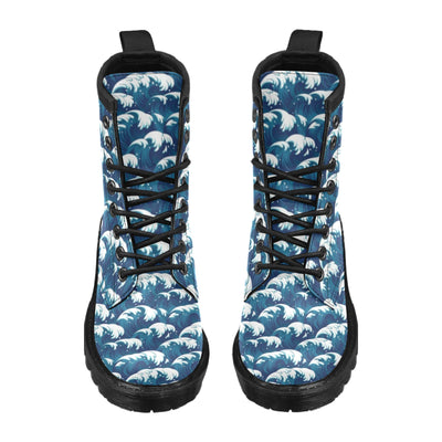 Ocean Wave Pattern Print Women's Boots