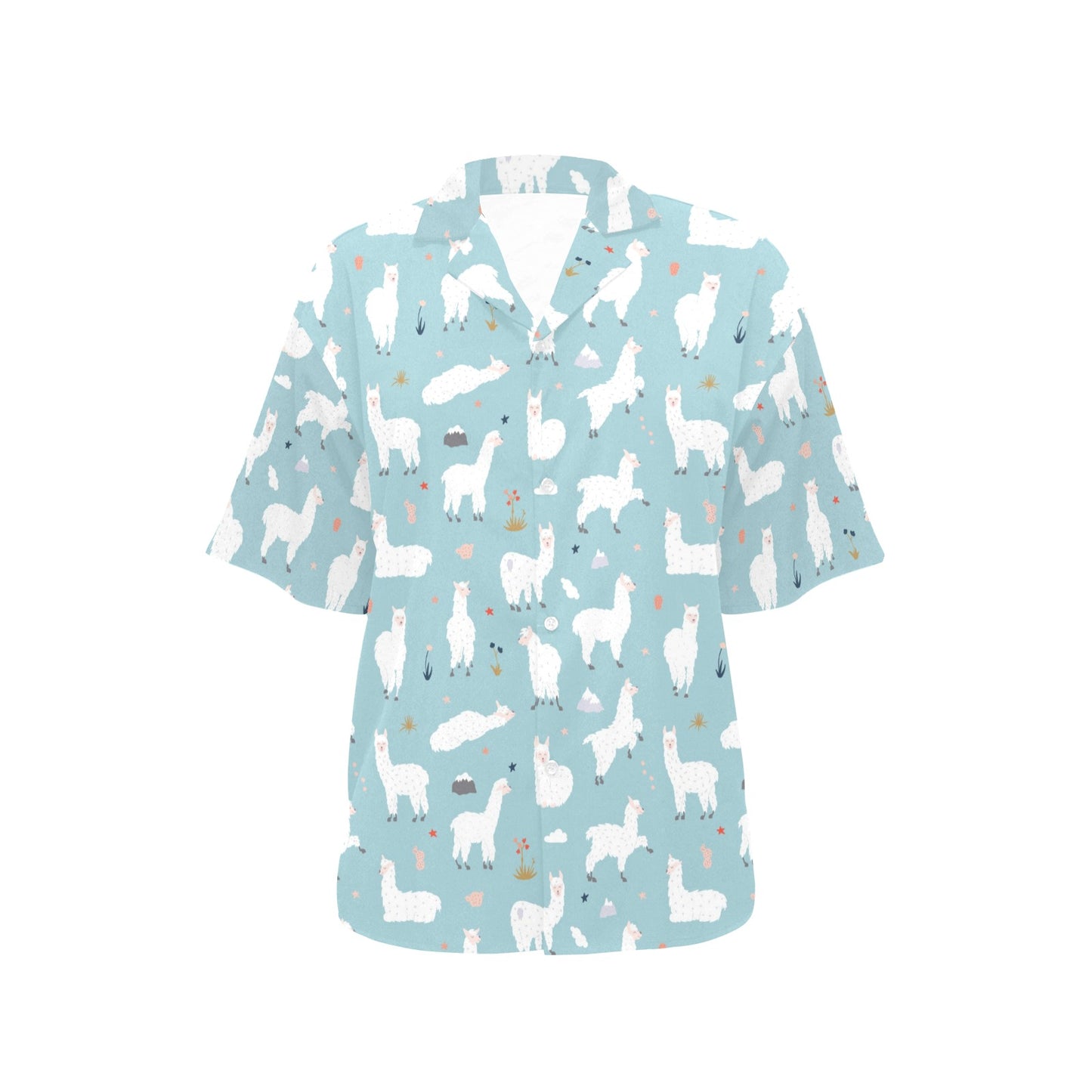 Alpaca Pattern Print Design 02 Women's Hawaiian Shirt