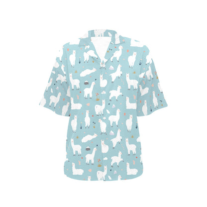Alpaca Pattern Print Design 02 Women's Hawaiian Shirt