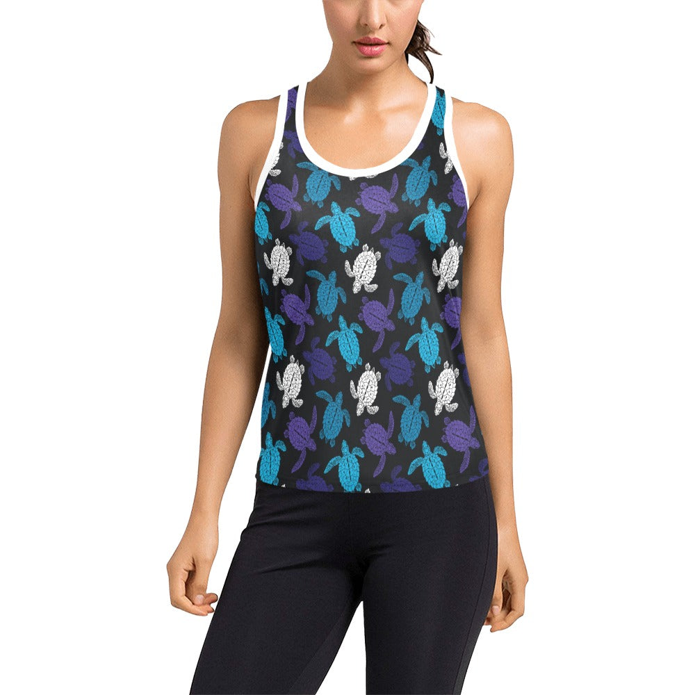 Sea Turtle Print Design LKS306 Women's Racerback Tank Top