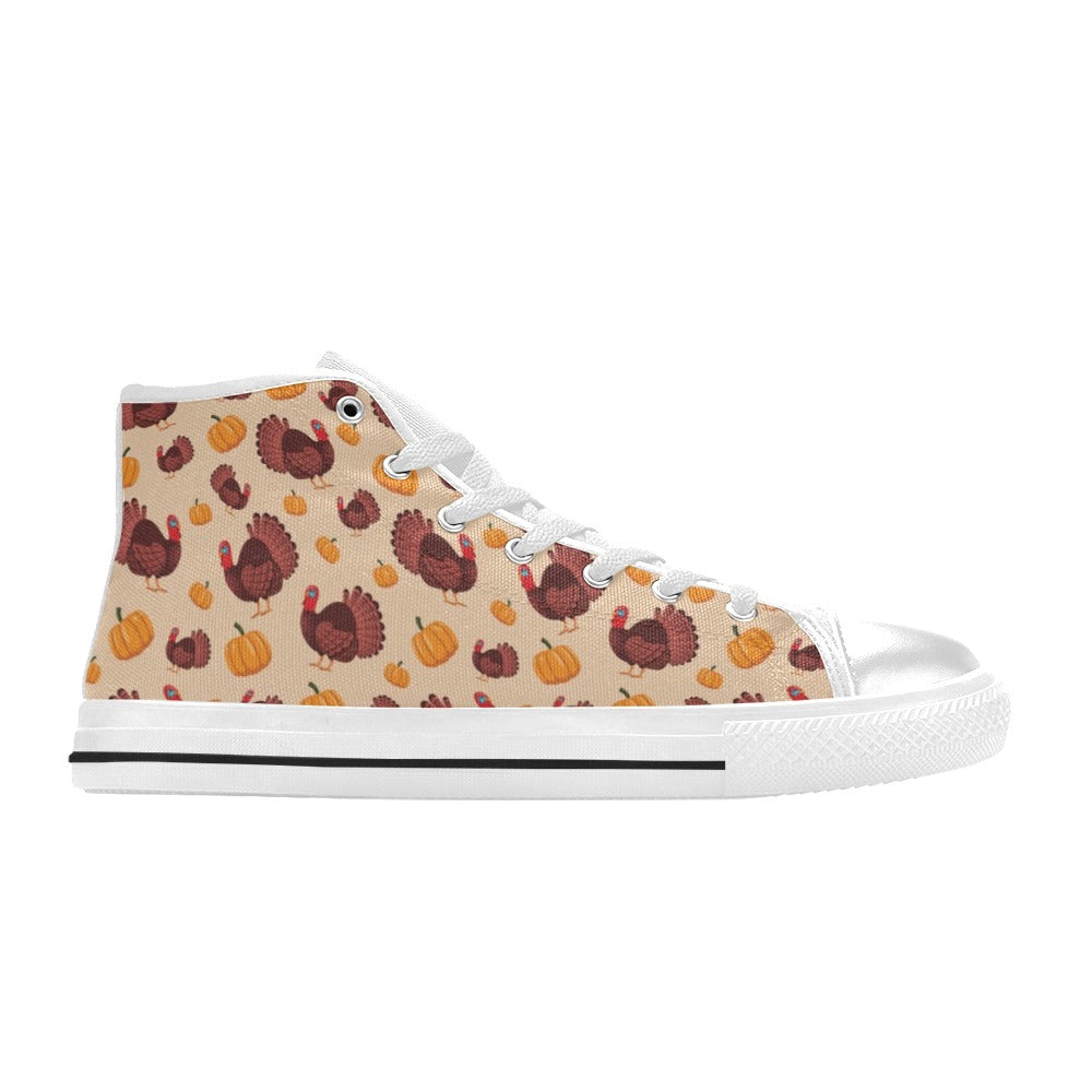 Thanksgiving Print Design LKS308 High Top Women's White Shoes