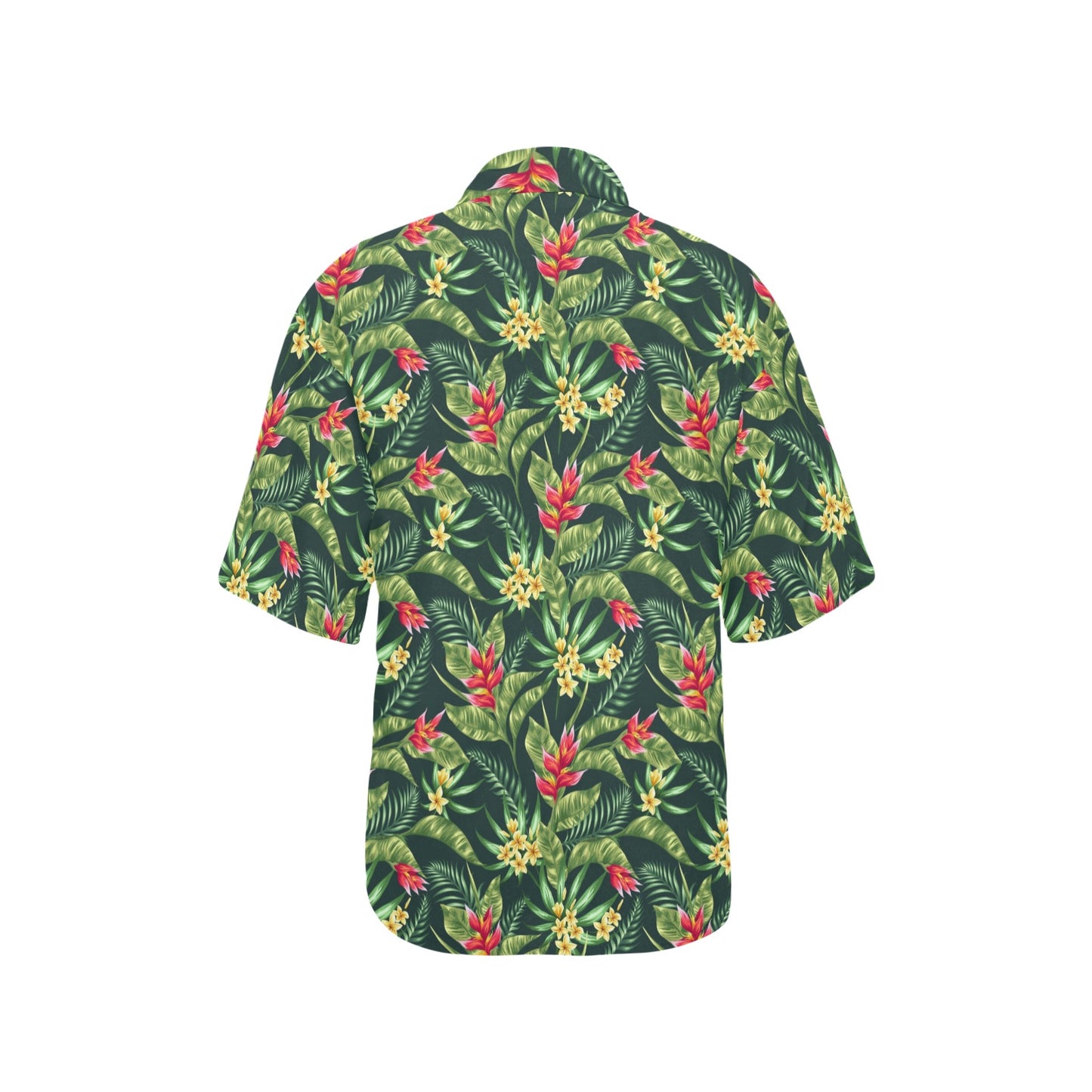 Tropical Folower Red Heliconia Print Women's Hawaiian Shirt