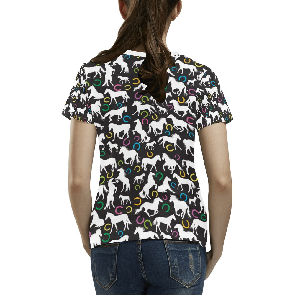 Horse Hoof Colorful Print Design LKS301 Women's  T-shirt