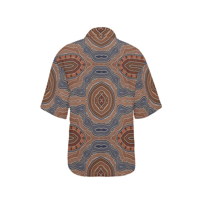 Aboriginal Pattern Print Design 01 Women's Hawaiian Shirt