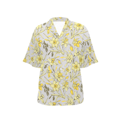 Daffodils Pattern Print Design DF05 Women's Hawaiian Shirt