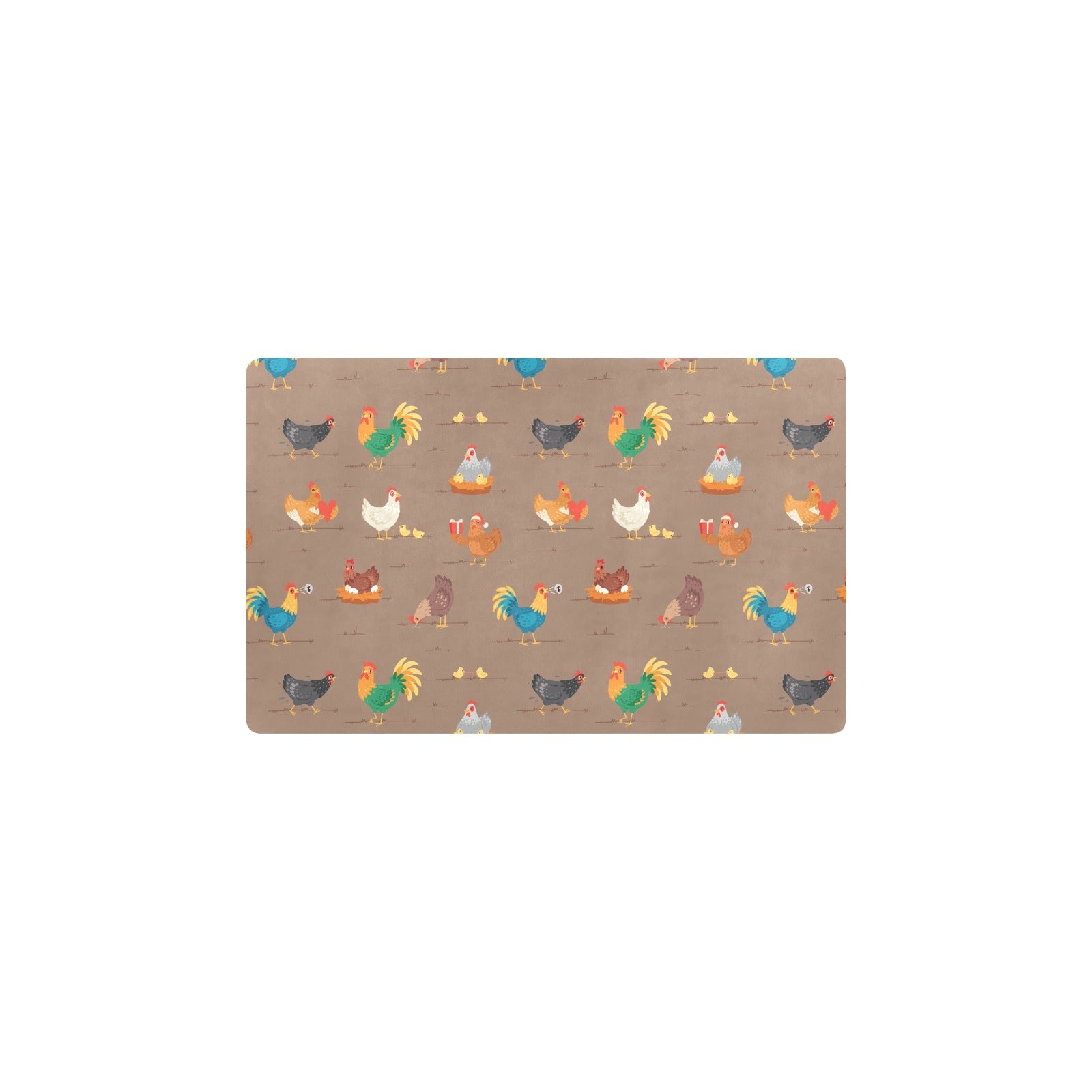 Chicken Happy Print Pattern Kitchen Mat