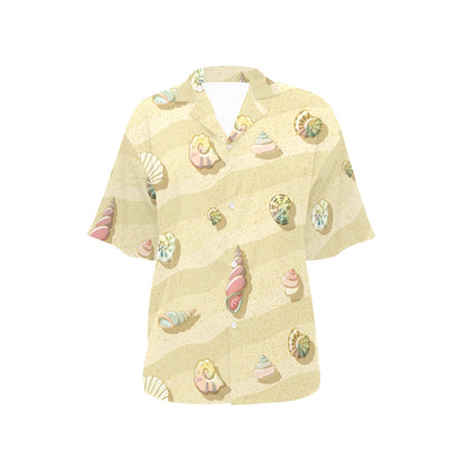 Beach with Seashell Theme Women's Hawaiian Shirt