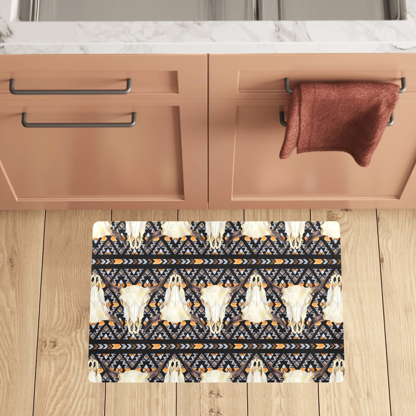 Buffalo Head Pattern Print Design 03 Kitchen Mat