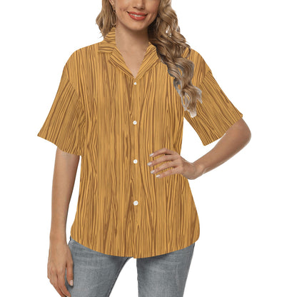 Wood Texture Print Design LKS301 Women's Hawaiian Shirt