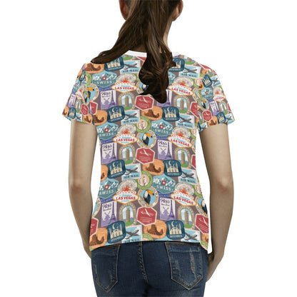 Travel Stamp Print Design LKS301 Women's  T-shirt