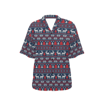Reindeer Print Design LKS405 Women's Hawaiian Shirt
