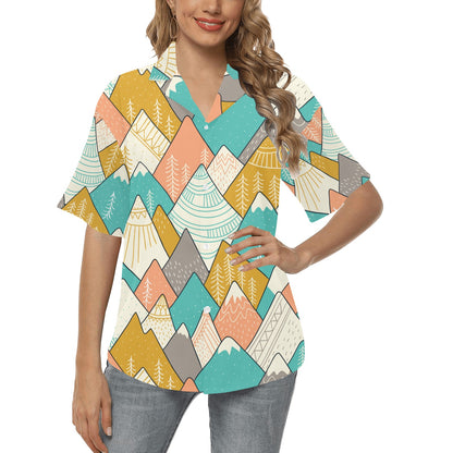 Mountain Pattern Print Design 02 Women's Hawaiian Shirt