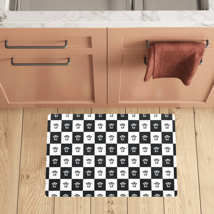 Checkered Flag Crown Pattern Kitchen Mat