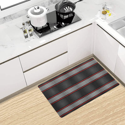 Checkered Flag Red Line Style Kitchen Mat