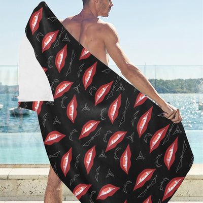 Vampire Lips Print Design LKS301 Beach Towel 32" x 71"