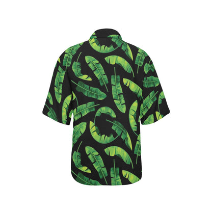 Banana Leaf Pattern Print Design BL02 Women's Hawaiian Shirt
