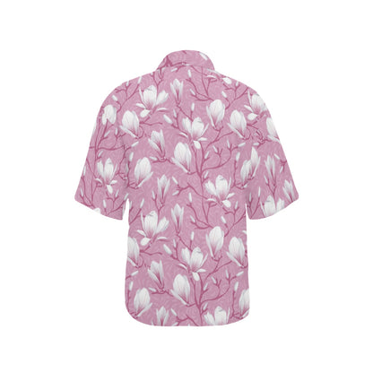 Magnolia Pattern Print Design MAG05 Women's Hawaiian Shirt