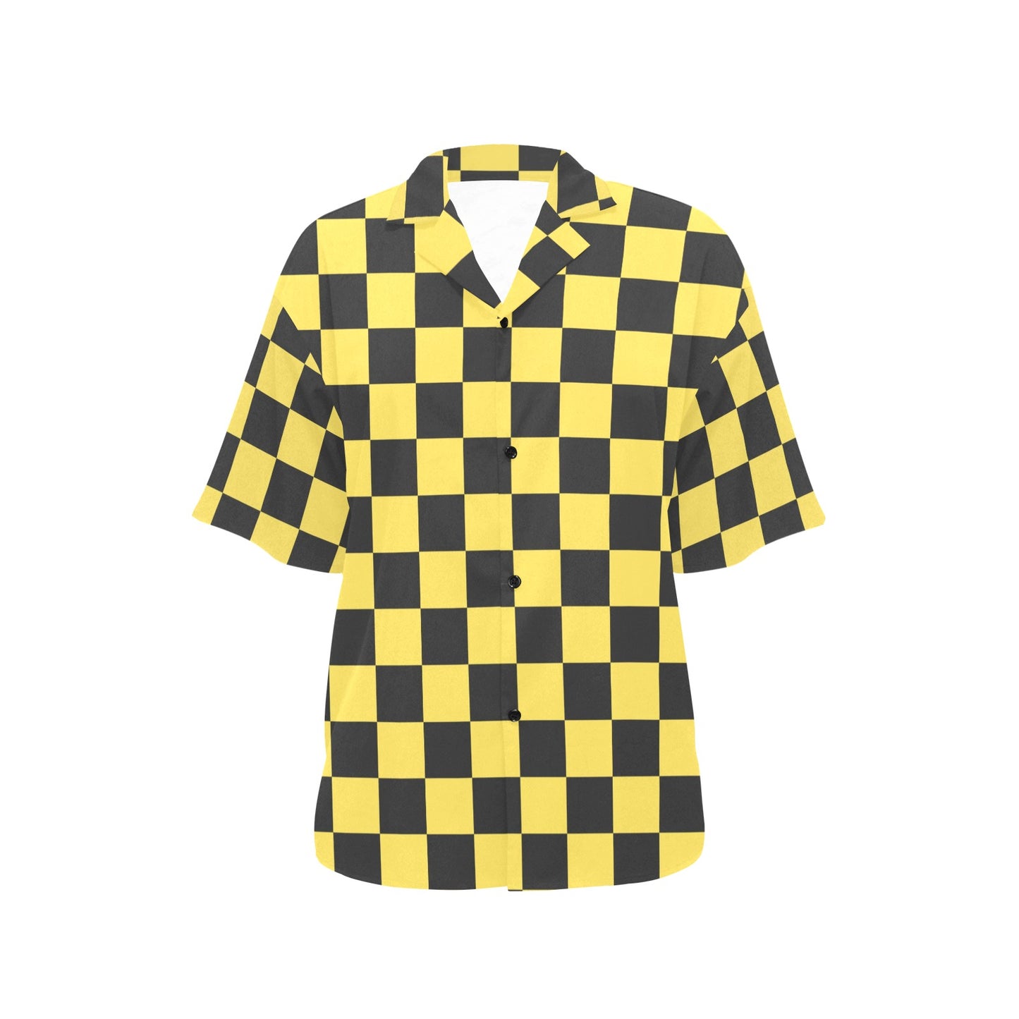 Checkered Yellow Pattern Print Design 03 Women's Hawaiian Shirt