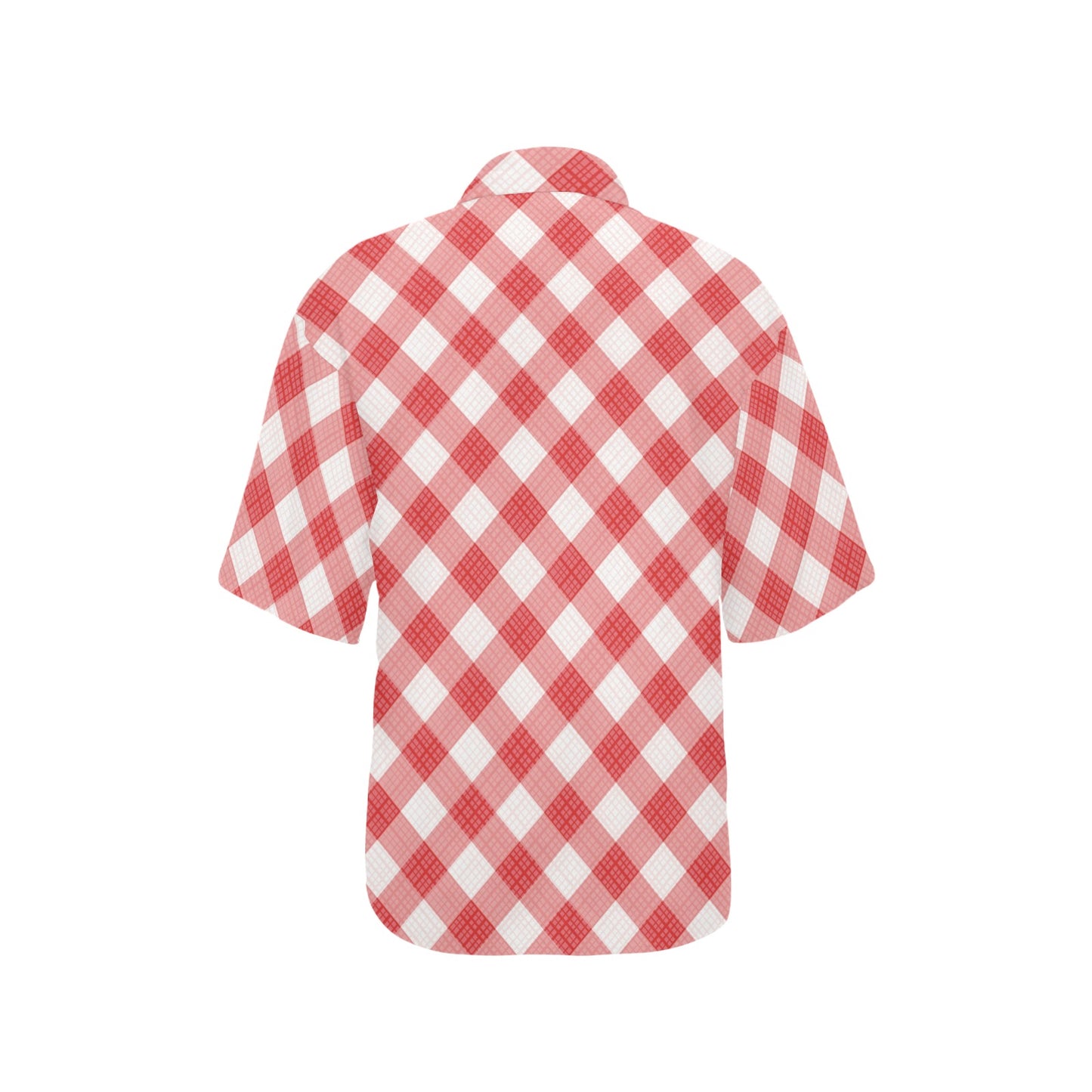 Gingham Red Pattern Print Design 01 Women's Hawaiian Shirt