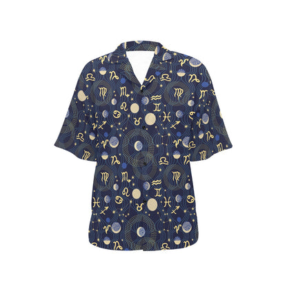 Zodiac Print Design LKS302 Women's Hawaiian Shirt