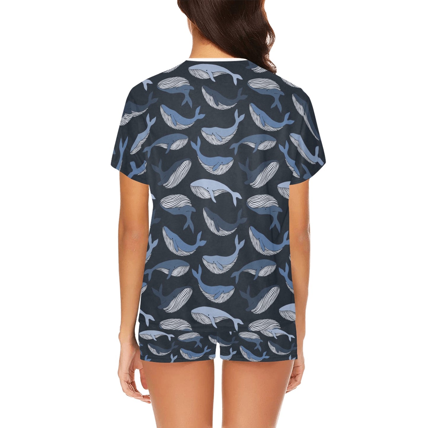 Whale Print Design LKS301 Women's Short Pajama Set