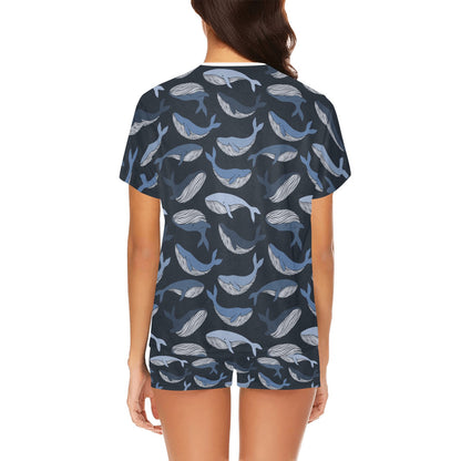 Whale Print Design LKS301 Women's Short Pajama Set