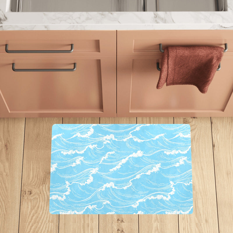 Ocean Wave Pattern Print Design A01 Kitchen Mat