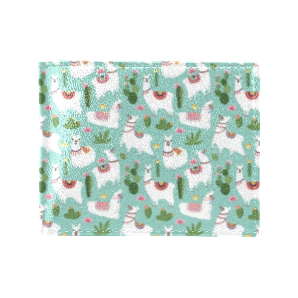 Llama with Cactus Themed Print Men's ID Card Wallet