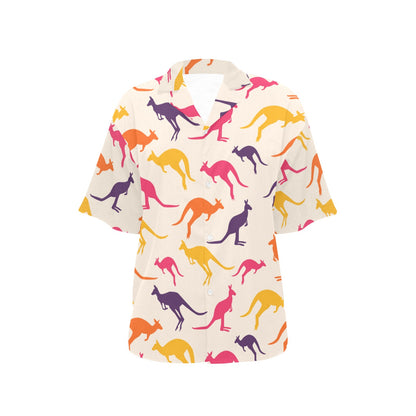 Kangaroos Pattern Print Design 01 Women's Hawaiian Shirt