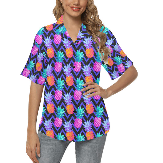 Pineapple Color Art Pattern Women's Hawaiian Shirt